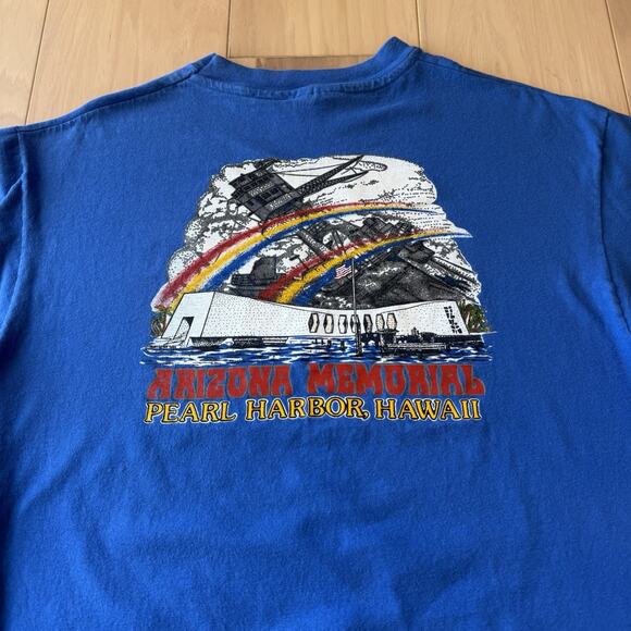 Vintage USS Arizona BB39 Shirt XL Blue 80s Pearl Harbor Memorial Military - Picture 7 of 8